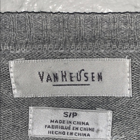VAN HEUSEN Argyle long sleeve Gray sweater - Picture 5 of 6